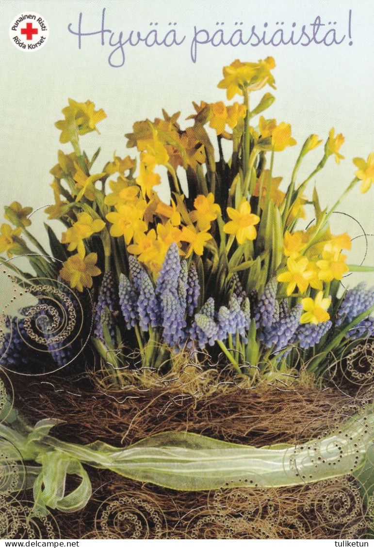 Daffodils In The Basket - Happy Easter - Red Cross - Postal Stationery - Suomi Finland - Postage Paid - Entiers Postaux