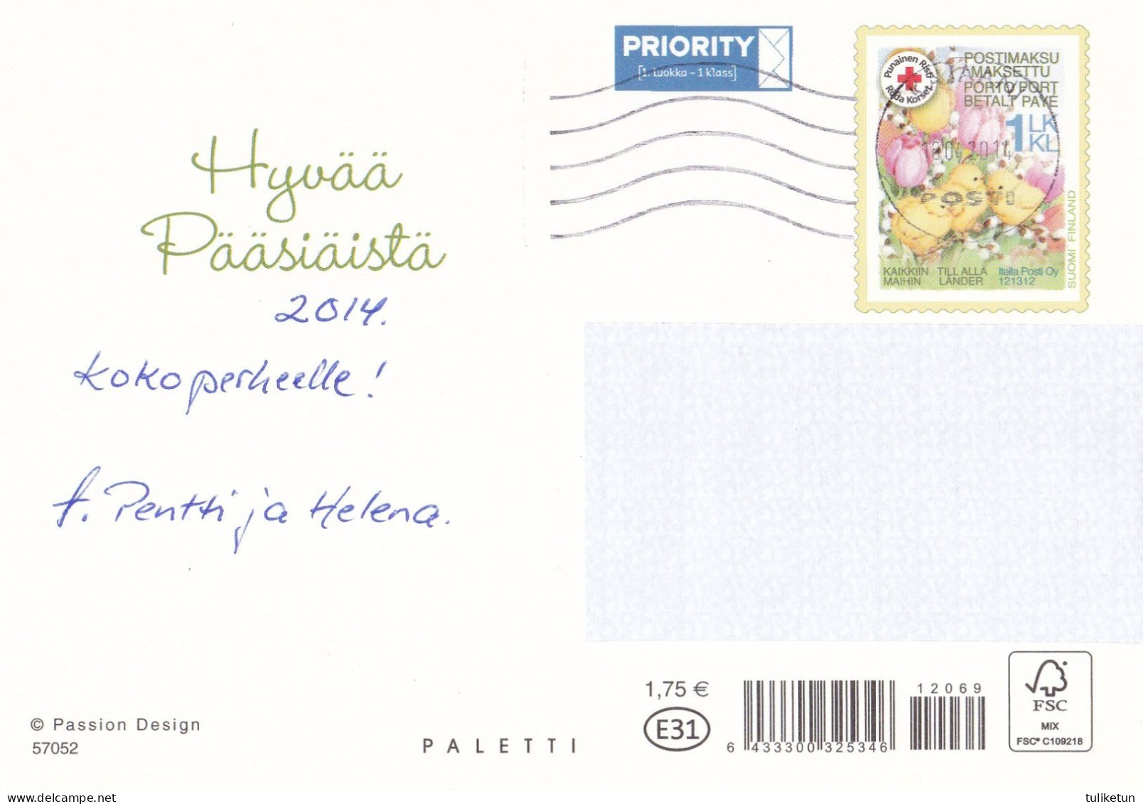 Daffodils In The Basket - Happy Easter - Red Cross - Postal Stationery - Suomi Finland - Postage Paid - Postwaardestukken