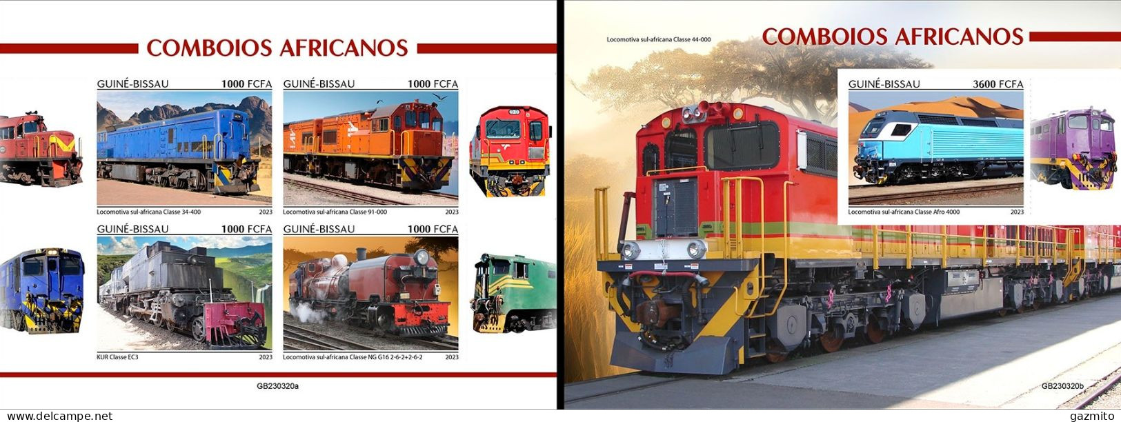 Guinea Bissau 2023, Trains In Africa, 4val In BF +BF IMPERFORATED - Trains