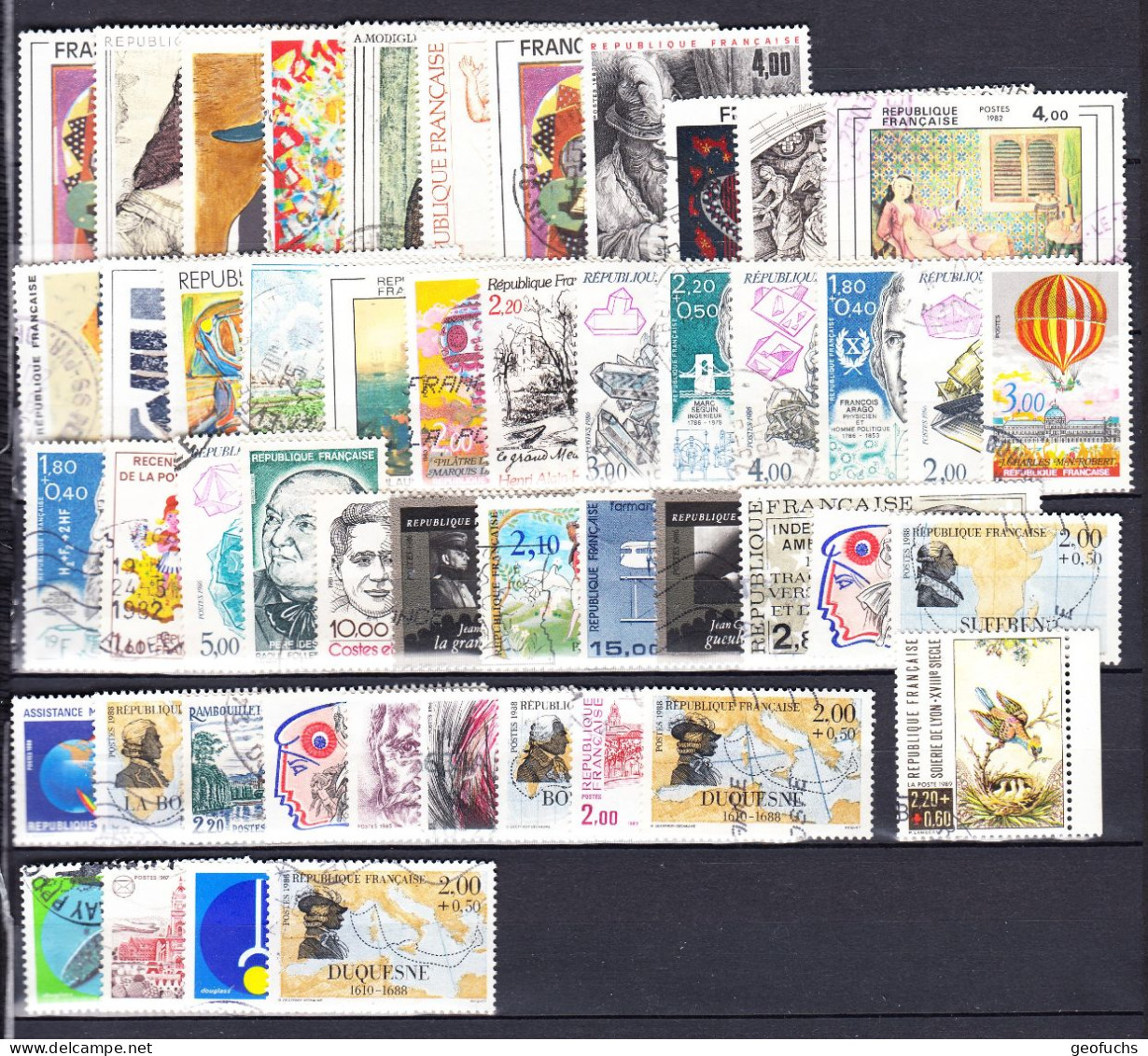 France (1980-89) Lot De 50 Timbres Grands Formats Oblitérés Différents (lot3) - Sammlungen