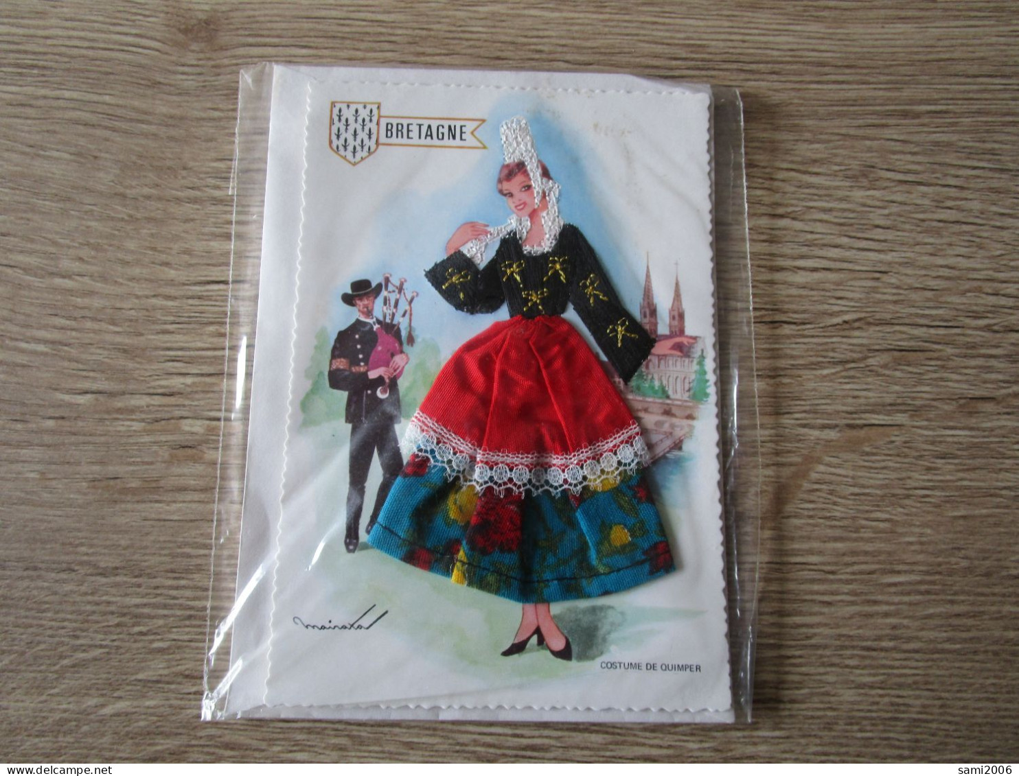 FANTAISIE BRODEE ILLUSTRATEUR MAINATA BRETAGNE COSTUME DE QUIMPER SOUS BLISTER AVEC ENVELOPPE - Bordados