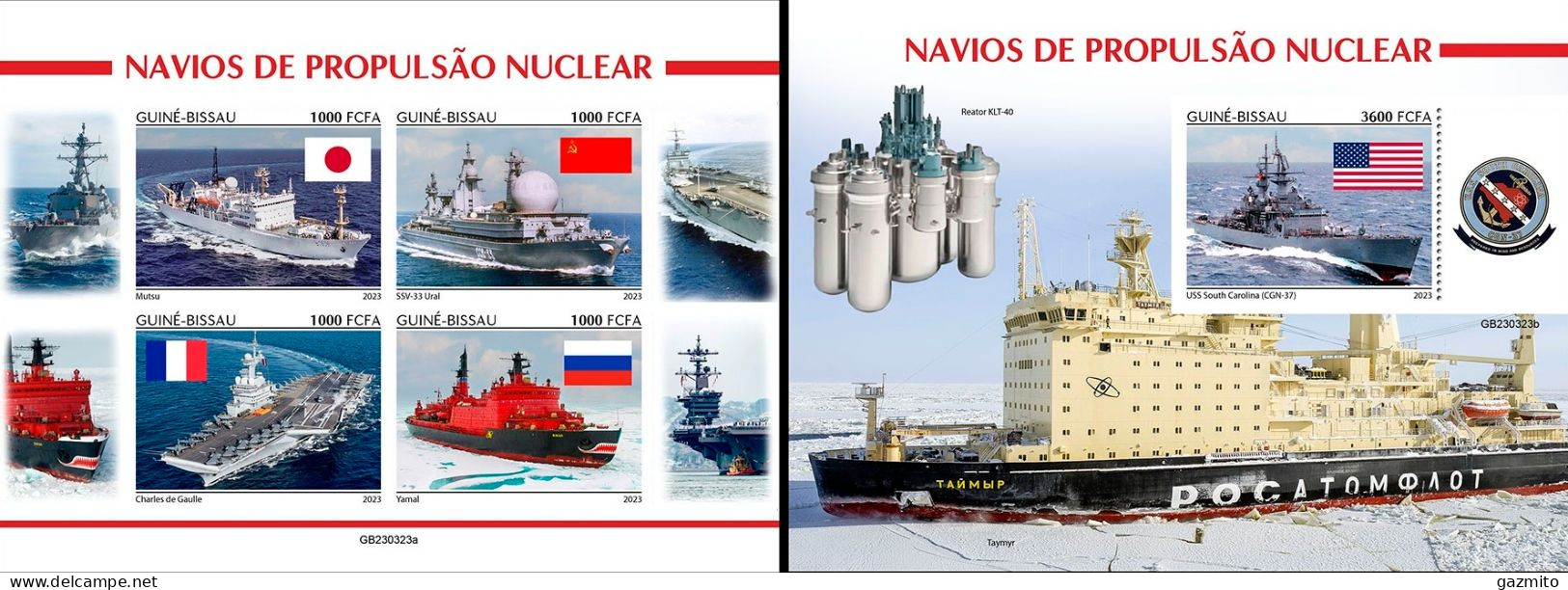 Guinea Bissau 2023, Nuclear Powered Ships, Icebreaker, 4val In BF +BF IMPERFORATED - Atomenergie