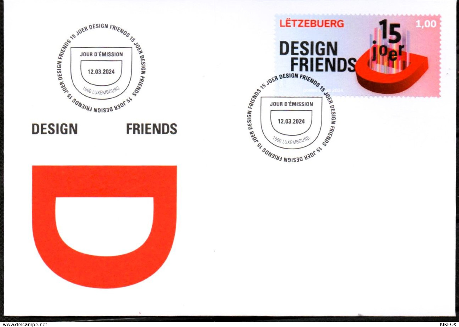 Luxembourg , Luxemburg , 2024, MÄRZAUSGABE,15 ANS DESIGN FRIENDS, FDC, ESTB - FDC