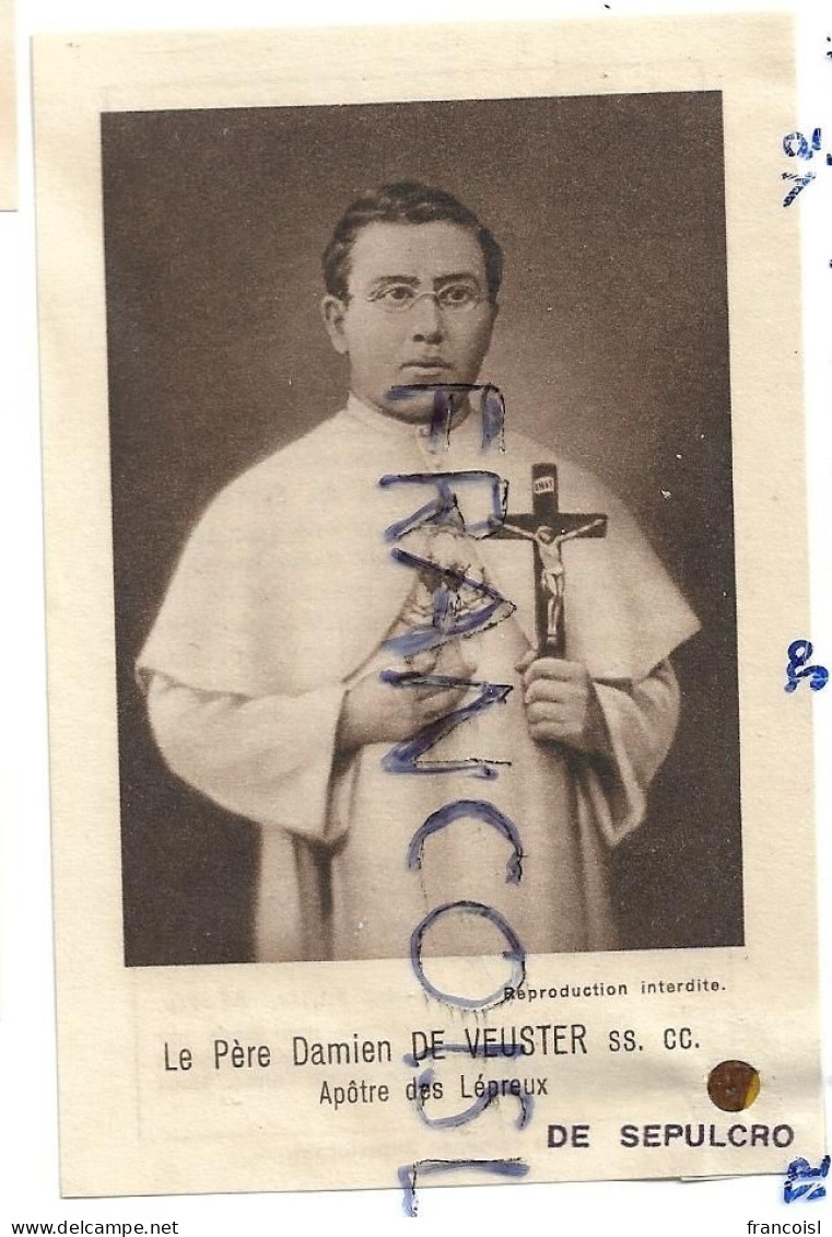 Père Damien De Veuster (1840-1889). Apôtre Des Lépreux. Relique De Sepulcro - Santini