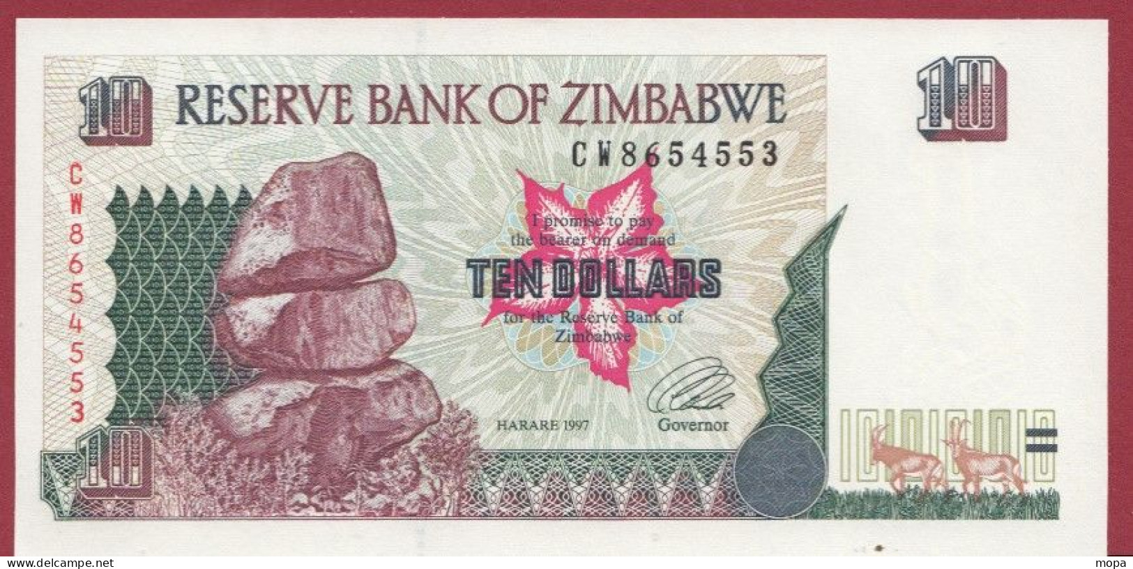 Zimbabwe--10 Dollars ---1997--UNC---(489) - Simbabwe