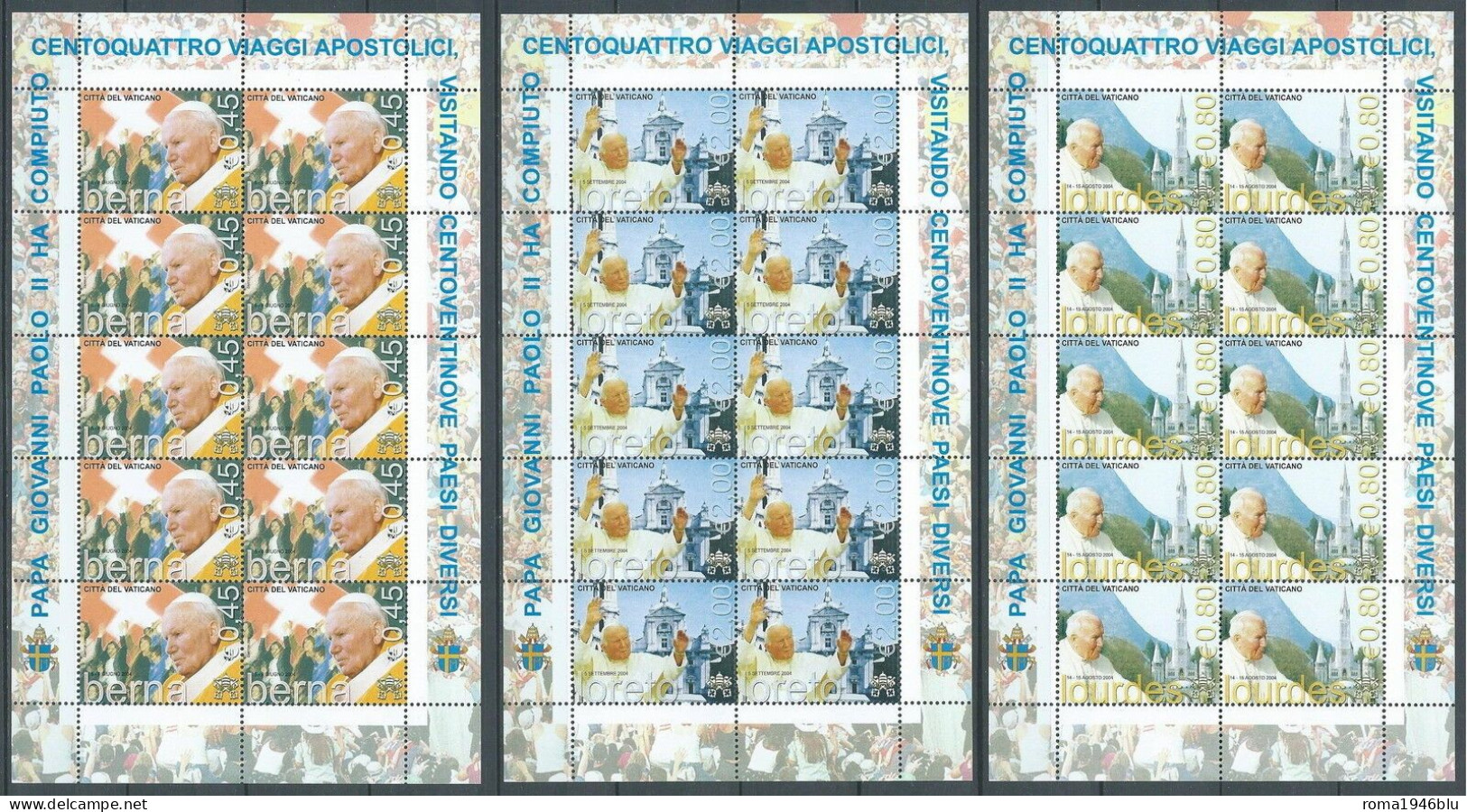 VATICANO 2005 I VIAGGI DEL PAPA GIOVANNI PAOLO II  3 MINIFOGLI ** MNH - Blocchi E Foglietti