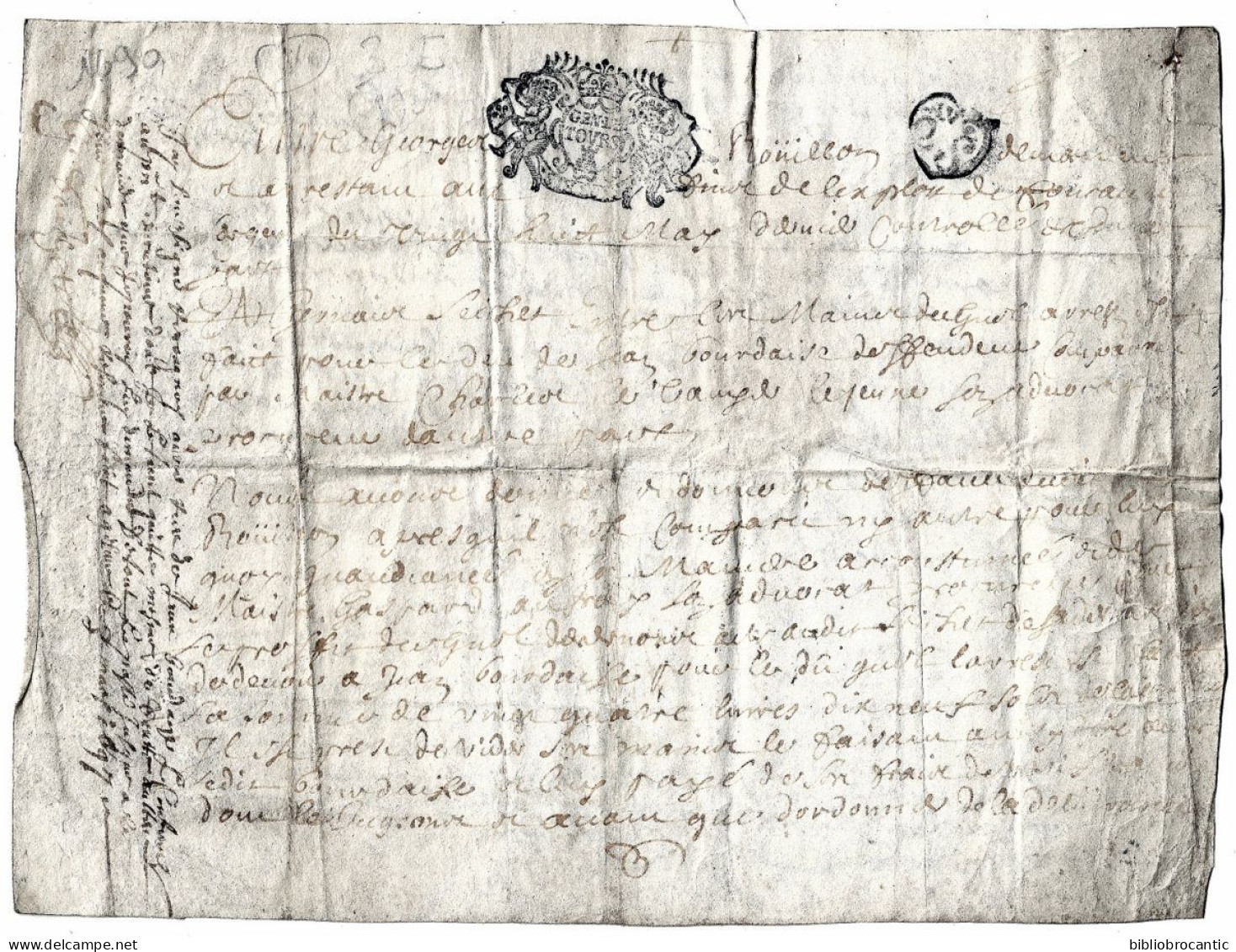 PARCHEMIN 1697 SIGNE Avec Sceau D'ORLEANS à Déchiffrer (22,5 X 17 Cm) - Unclassified