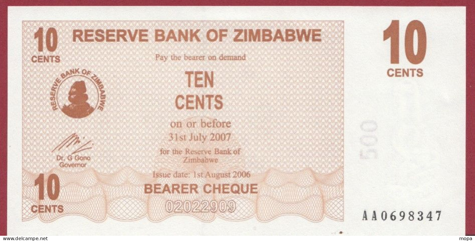 Zimbabwe--10 Cents ---2006--UNC---(490) - Zimbabwe