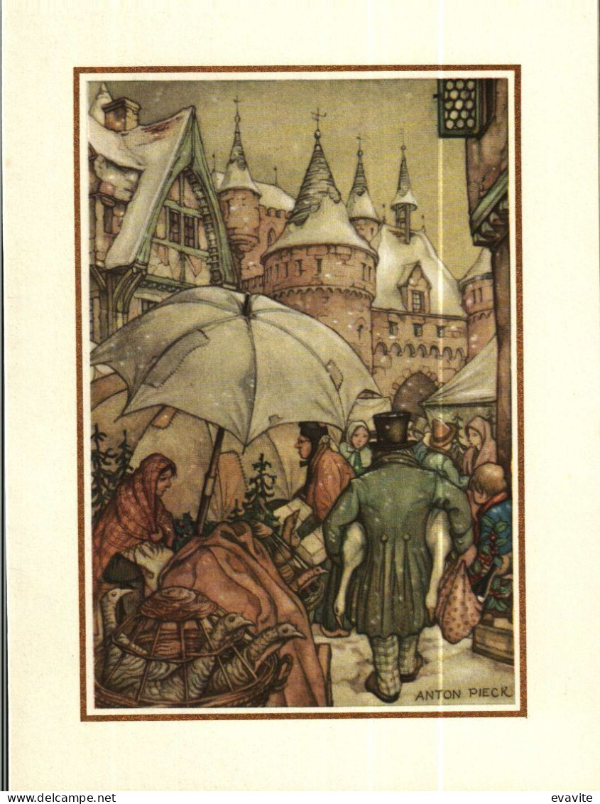 Carte Double Illustration Anton Pieck -    Marché, Personnages - Pieck, Anton