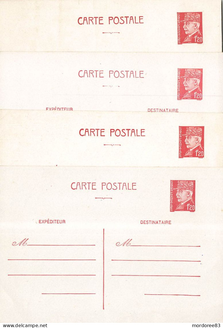 ENTIER PETAIN 1F20 - 515-CP1 - NEUF LOT DE 4 - Cartes Postales Types Et TSC (avant 1995)