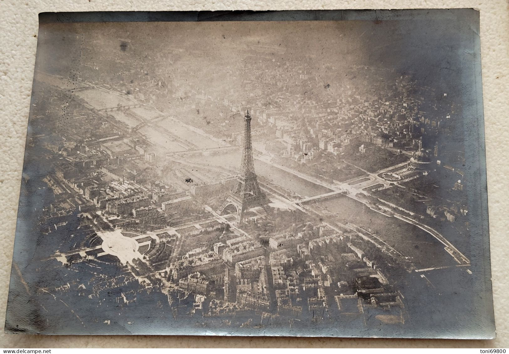 Grande Photo Originale Très Ancienne Paris Vue Aérienne - Lugares