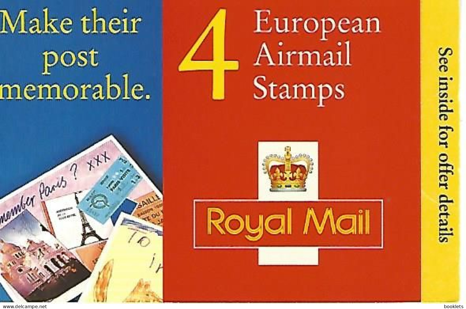 GREAT BRITAIN, WINDOW BOOKLET (RETAIL), 1998, GGA2, 4x30p Air Mail Europe - Carnets