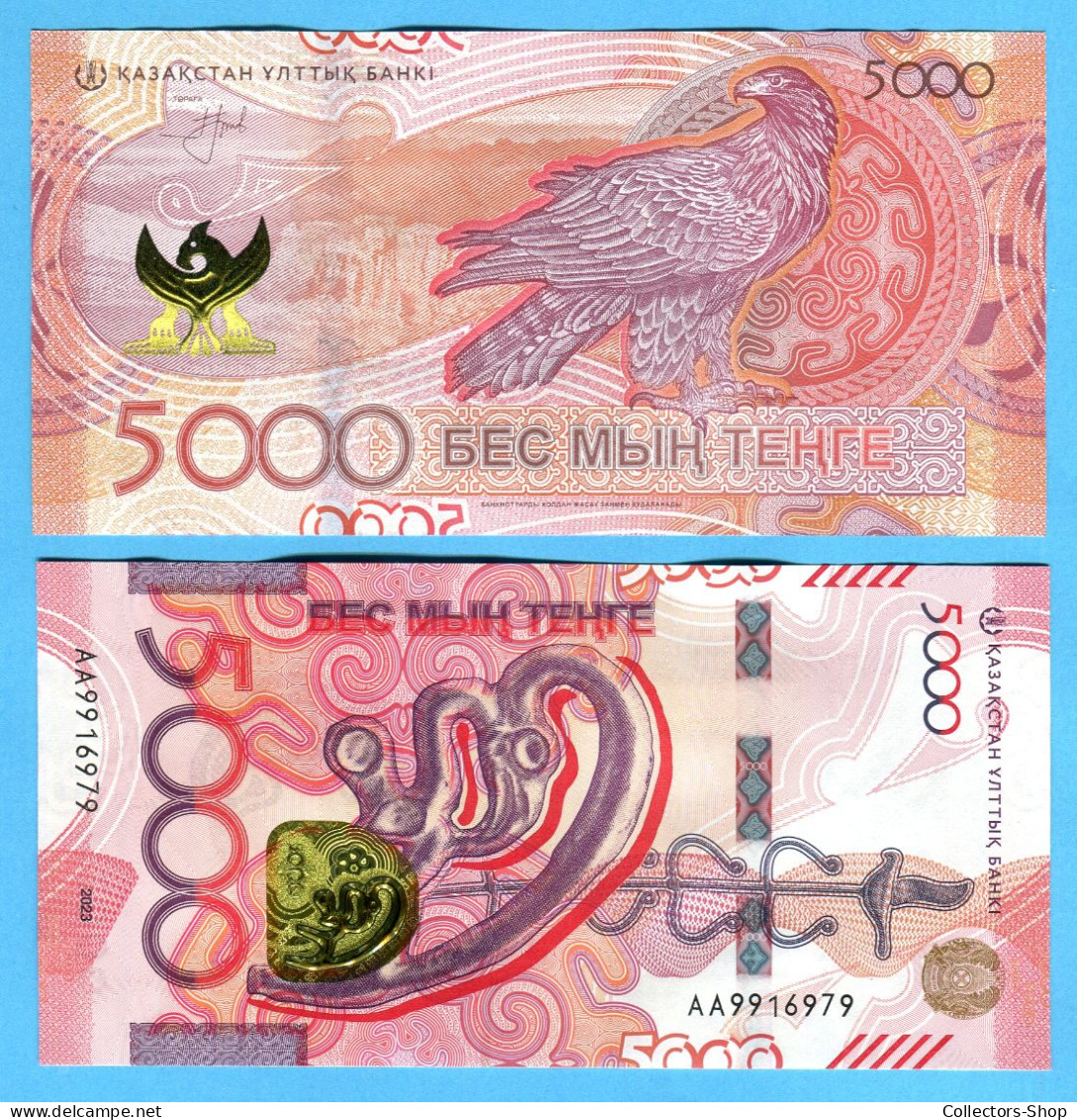 KAZAKHSTAN: 2023 NEW 5000 Tenge UNC Saki Style Series UNC Eagle Berkut Fauna AA - Kazachstan