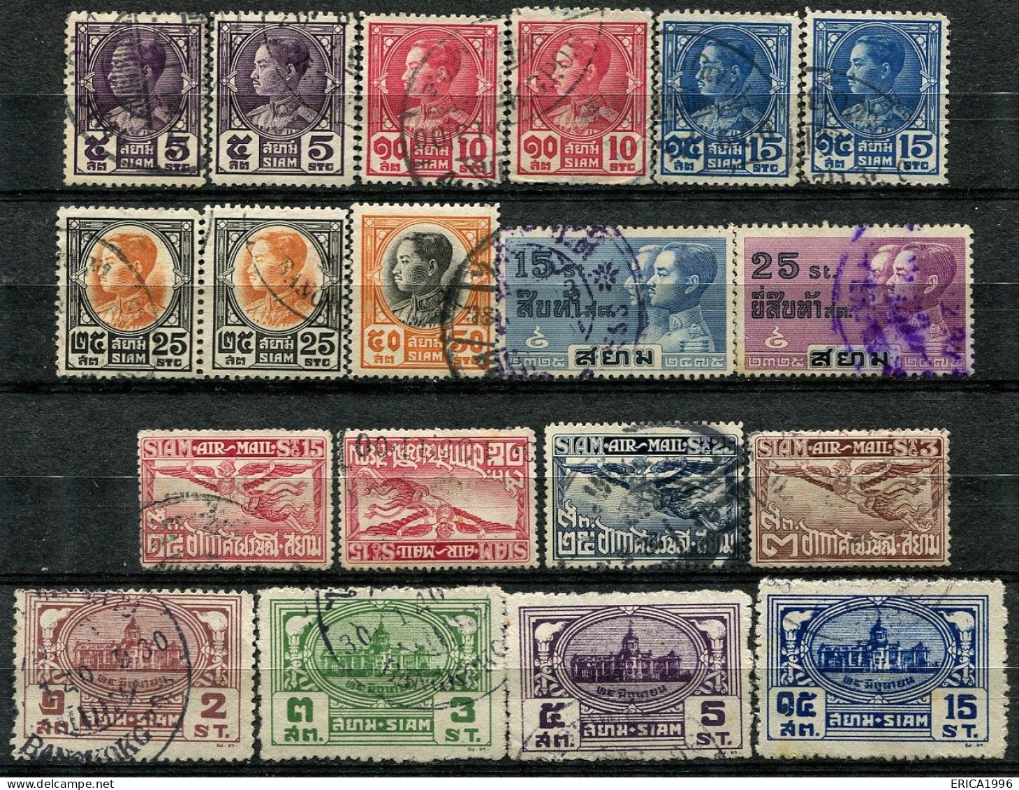 Z3759 THAILAND TAILANDIA SIAM 1928-39 King Chulalungkorn, Lotto Di 19 Francobolli Usati, Buone Condizioni - Siam