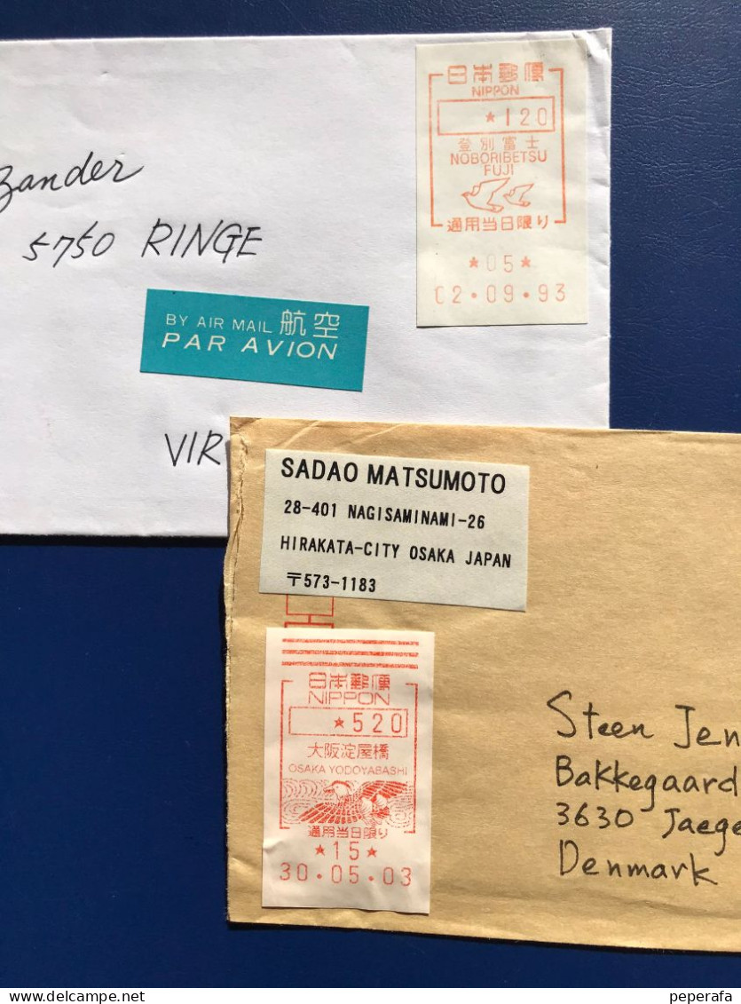 JAPAN NIPPON JAPON, 2 SOBRES CIRCULADO A DINAMARCA (LOTE 4) - Airmail