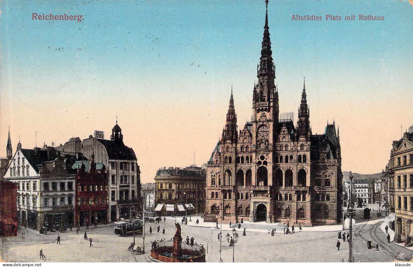 Reichenberg - Altstädter Platz Mit Rathaus Gel.1912 - Boehmen Und Maehren