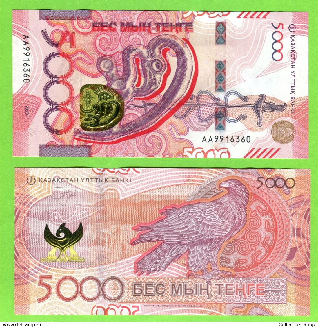 KAZAKHSTAN: 2023 NEW 5000 Tenge UNC Saki Style Series UNC Eagle Berkut Fauna AA - Kazakhstan