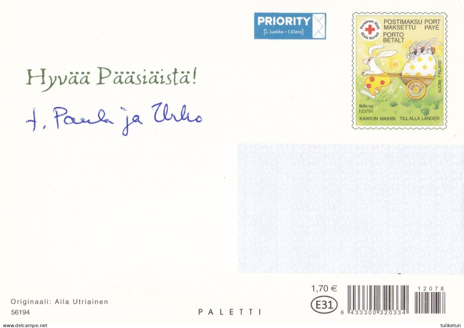 Postal Stationery - Cock & Chicken - Eggs - Chicks - Easter - Red Cross - Suomi Finland - Postage Paid - Postal Stationery