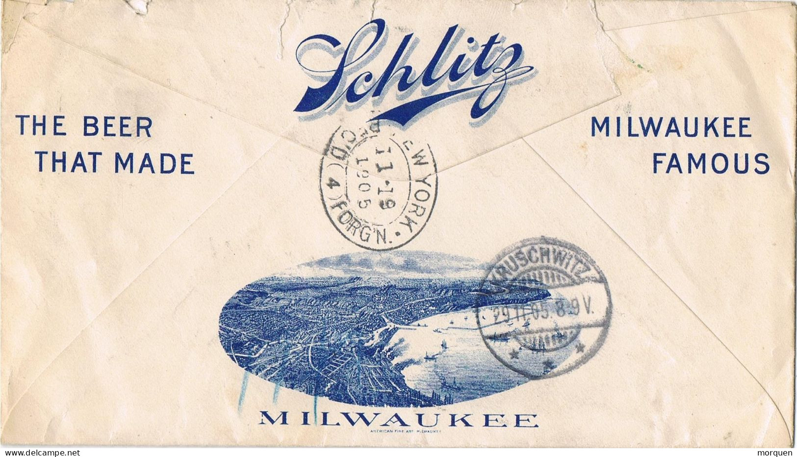 54544. Carta Certificada CHICAGO (Illinois) Label New York 1905. Comercial Milwaukee - Covers & Documents