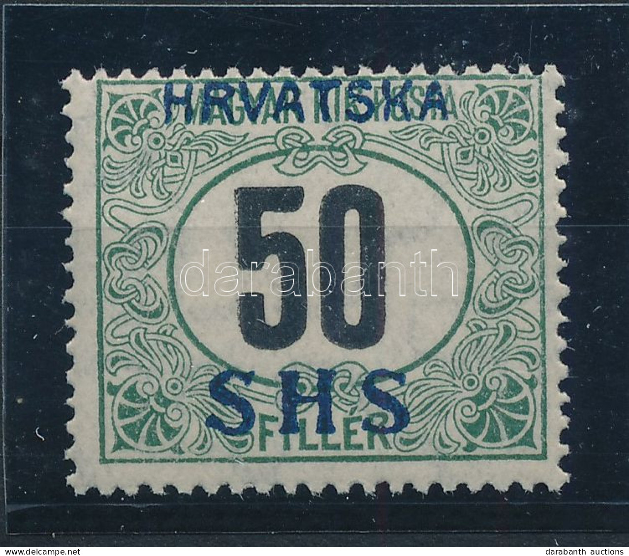 ** SHS 1918 Zöldportó 50f Fekvő Vízjellel, Bodor Vizsgálójellel. Certificate: Zrinjscak (54.000) - Altri & Non Classificati