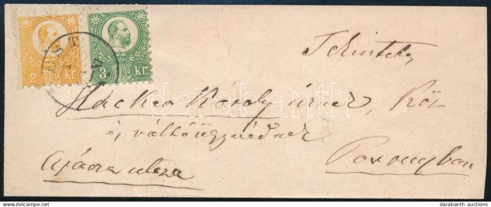 1871 Levél Réznyomat 2kr + 3kr Bérmentesítéssel, Hátoldalán Grófi Címerrel és Monogrammal, Orbán Szignóval - Sonstige & Ohne Zuordnung