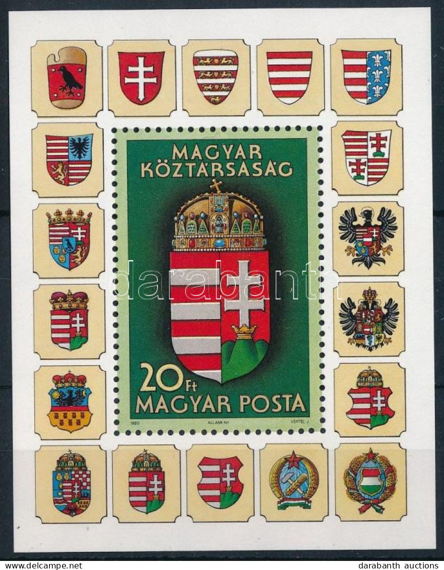 ** 1990 A Magyar Köztársaság Címere (I.) Blokk Hátoldalán MAGYAR POSTA Felirat (30.000) - Sonstige & Ohne Zuordnung