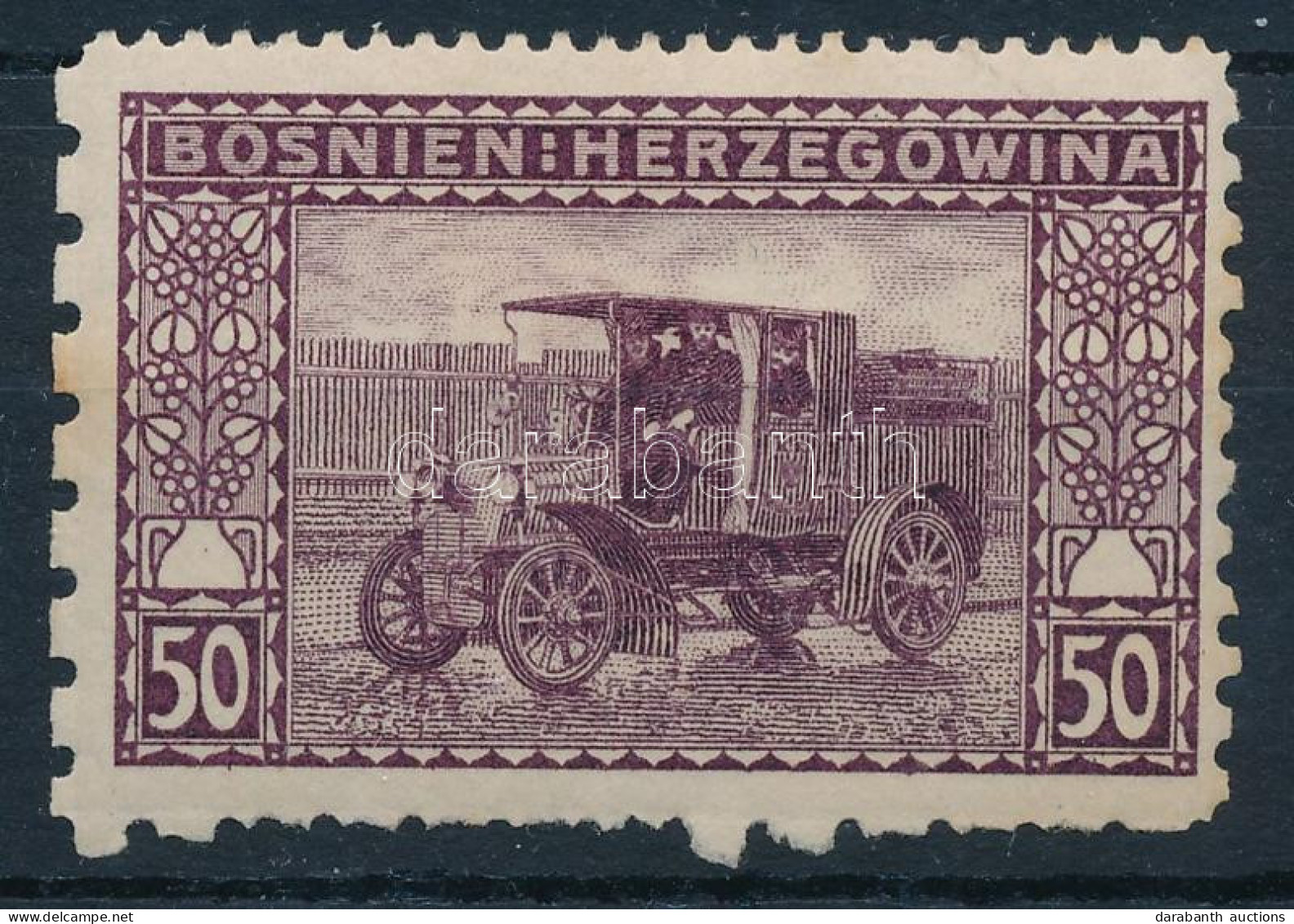* Bosznia-Hercegovina 1906 50H 12 1/2 : 9 1/2 : 6 : 6 1/2 Vegyes Fogazással (rozsdapötty / Stain Spot) - Other & Unclassified