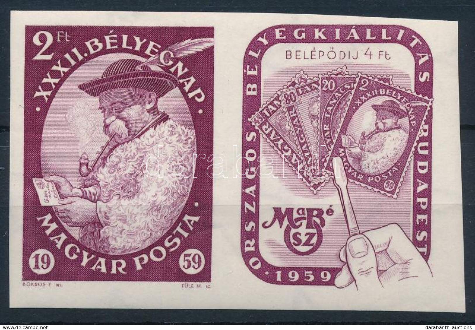 * 1959 Bélyegnap (32.) Vágott Szelvényes Bélyeg - Altri & Non Classificati