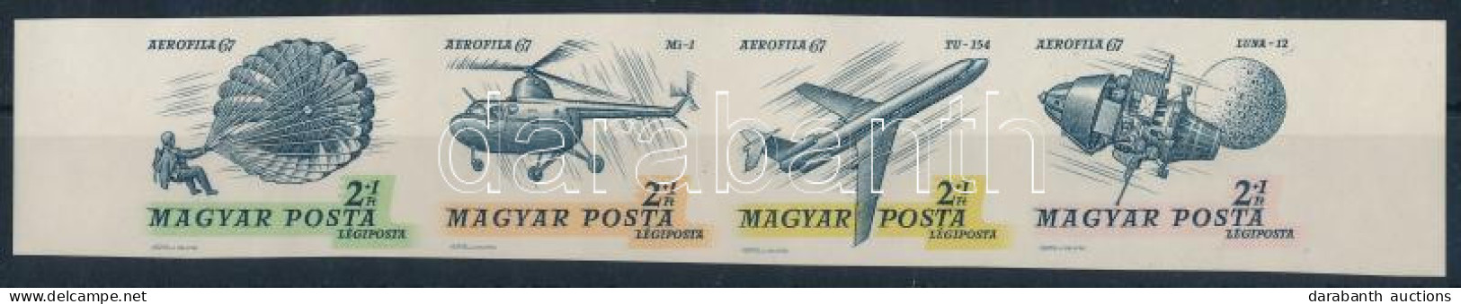 * 1967 Bélyegnap (40.)- Aerofila (II.) ívszéli Vágott összefüggő Csík - Autres & Non Classés