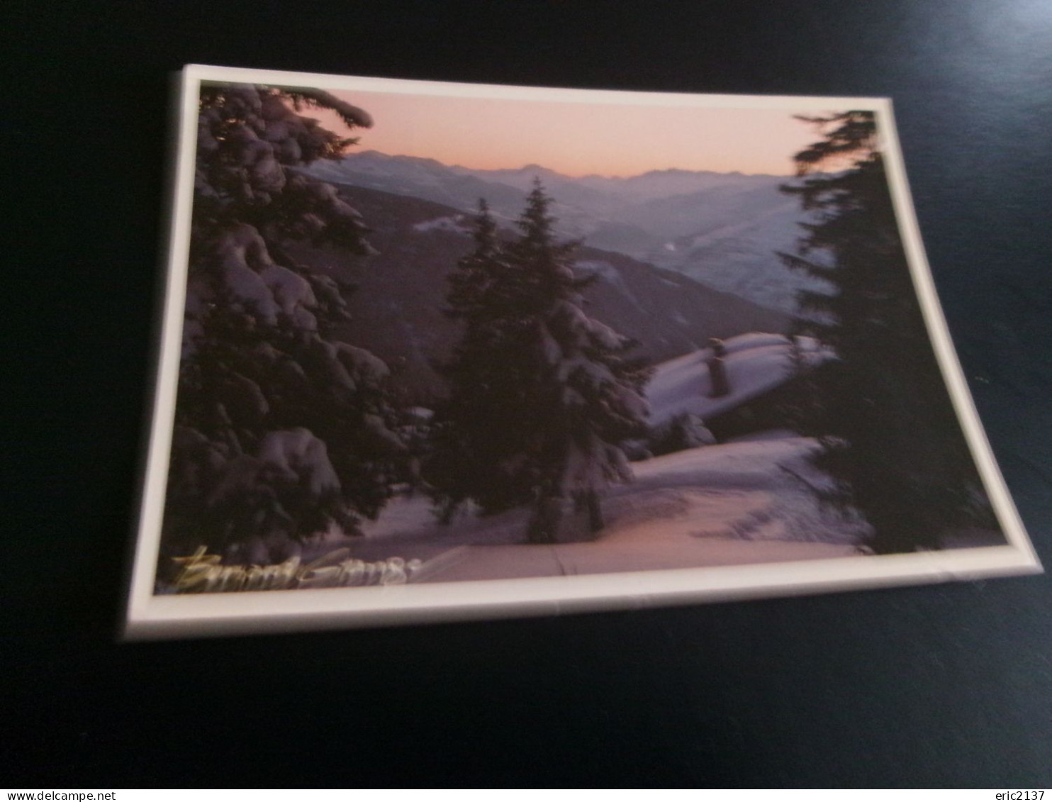 BELLE CARTE PHOTO..DE BERNARD GRANGE......PAYSAGE DE MONTAGNE...FLAMME LA PLAGNE 30-12-1987 - Autres & Non Classés