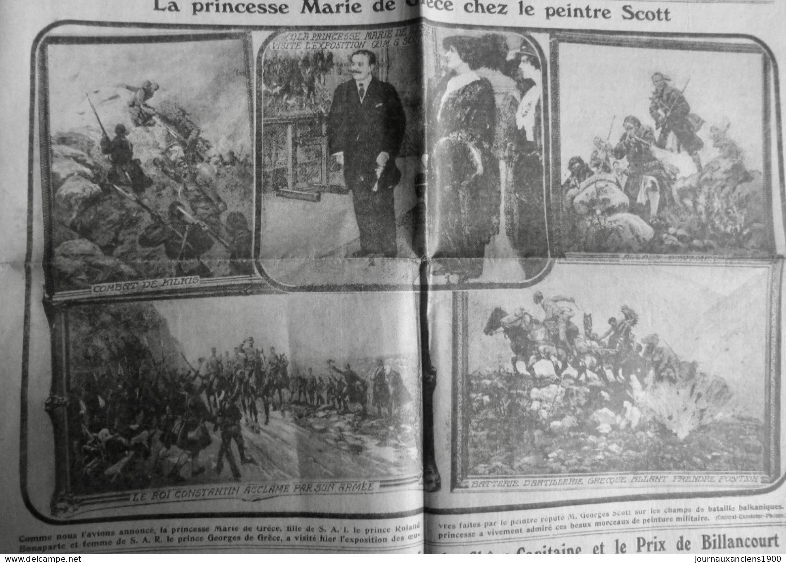 1914 EXCELSIOR ARTICLE DE PRESSE PRINCESSE MARIE GRECE PEINTRE SCOTT  1 JOURNAL ANCIEN - Glass Slides