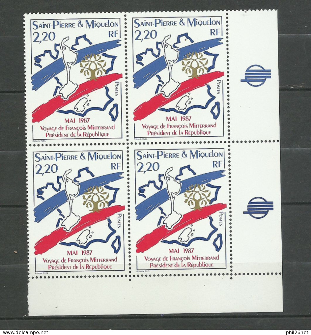 Saint Pierre Et Miquelon SPM Bloc De 4  Visite De François Miterrand Du N° 478 Neufs * * TB = MNH VF Voir Scans - Neufs