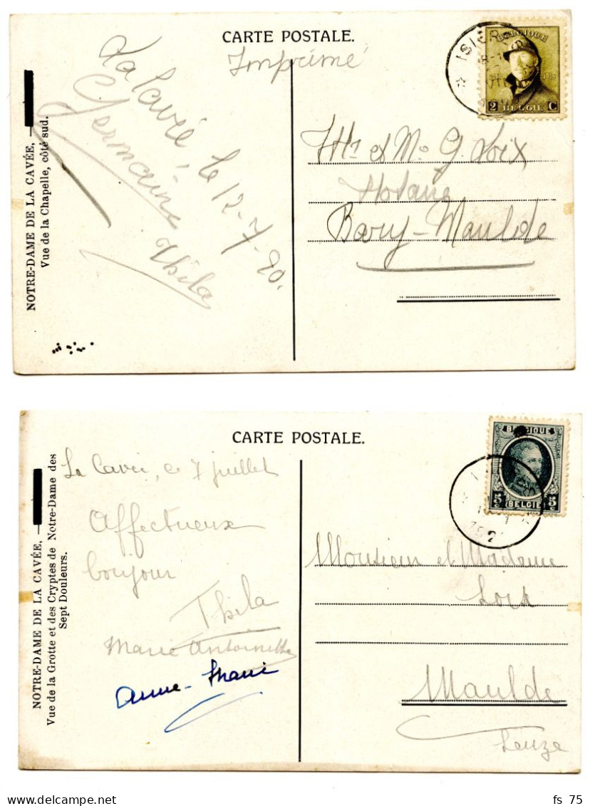 BELGIQUE - 2 CARTES POSTALES SIMPLE CERCLE RELAIS A ETOILES ISIERES - Postmarks With Stars