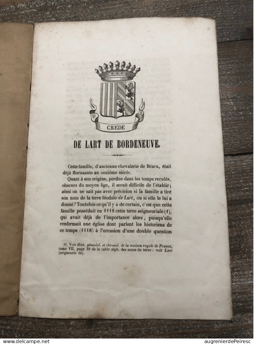 Livret Sur La Famille De L’art De Bordeneuve 1830 Paris - Historische Dokumente