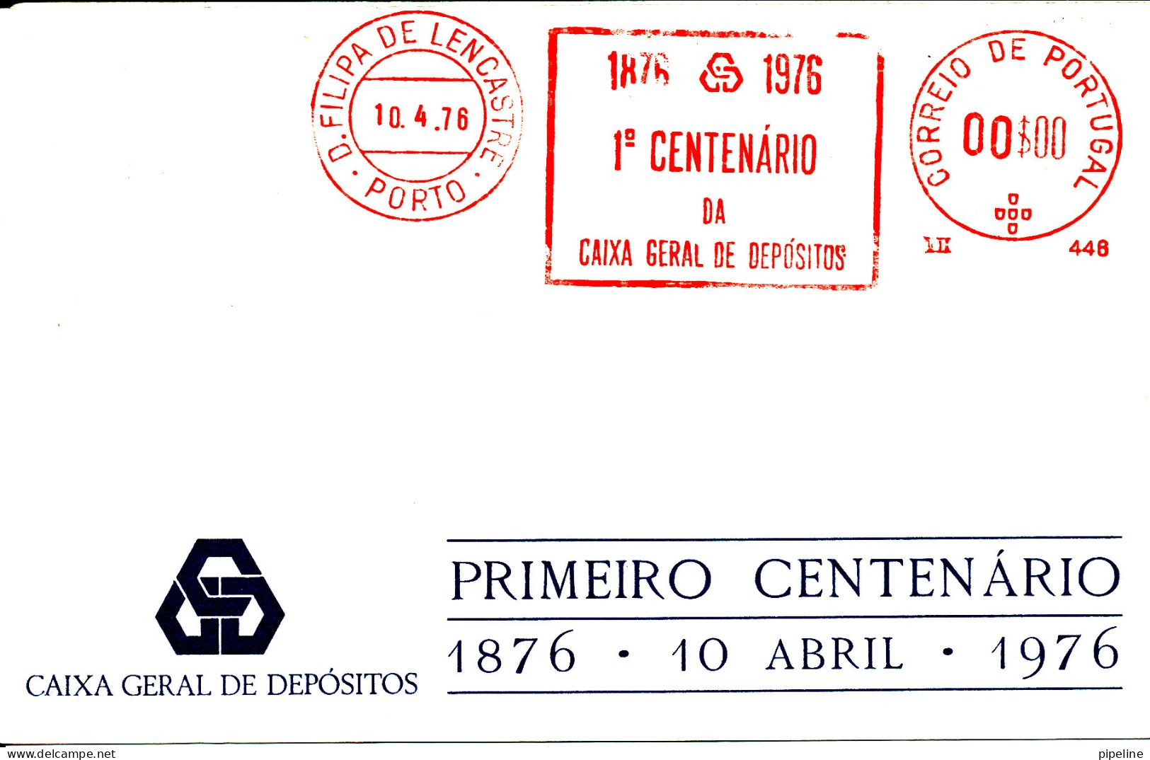 Portugal Card With Meter Cancel D. Filipa Lencastre Porto 10-4-1976 - Brieven En Documenten