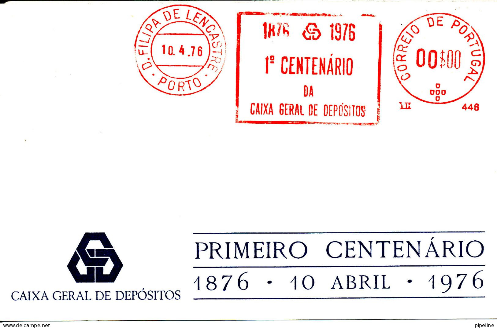 Portugal Card With Meter Cancel D. Filipa Lencastre Porto 10-4-1976 - Lettres & Documents