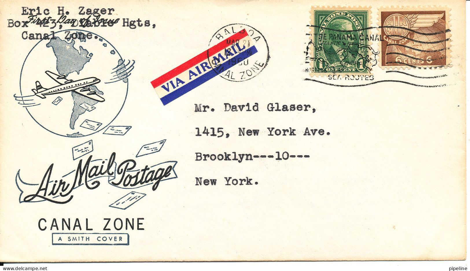 USA Canal Zone Cover Sent To USA Balboa 21-3-1960 - Zona Del Canale / Canal Zone