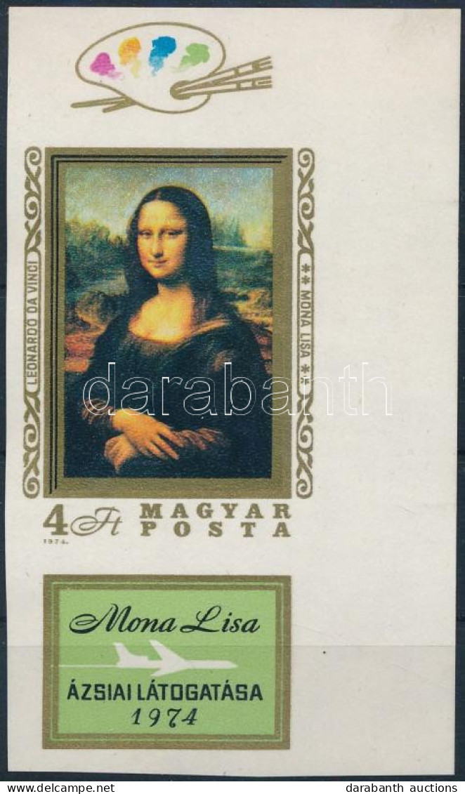 ** 1974 Mona Lisa Vágott ívszéli Szelvényes Bélyeg (4.000) (apró Ujjlenyomatok / Small Fingerprints) - Autres & Non Classés
