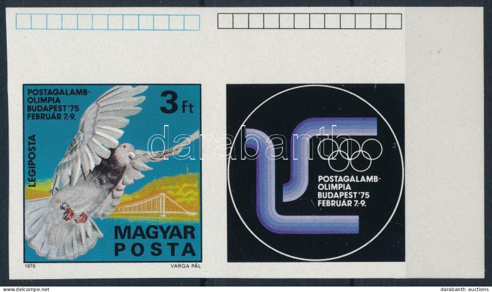 * 1975 Postagalamb-Olimpia Vágott ívsarki Szelvényes Bélyeg (**4.000) - Autres & Non Classés