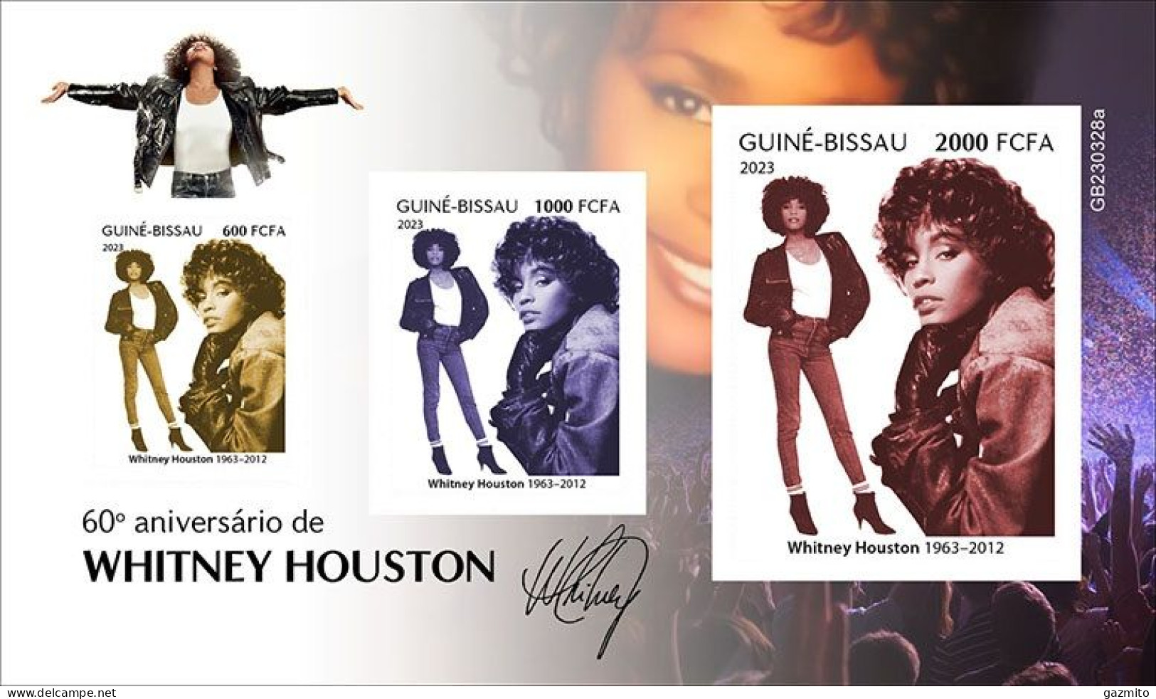 Guinea Bissau 2023, Music, Whitney Huston, BF IMPERFORATED - Singers
