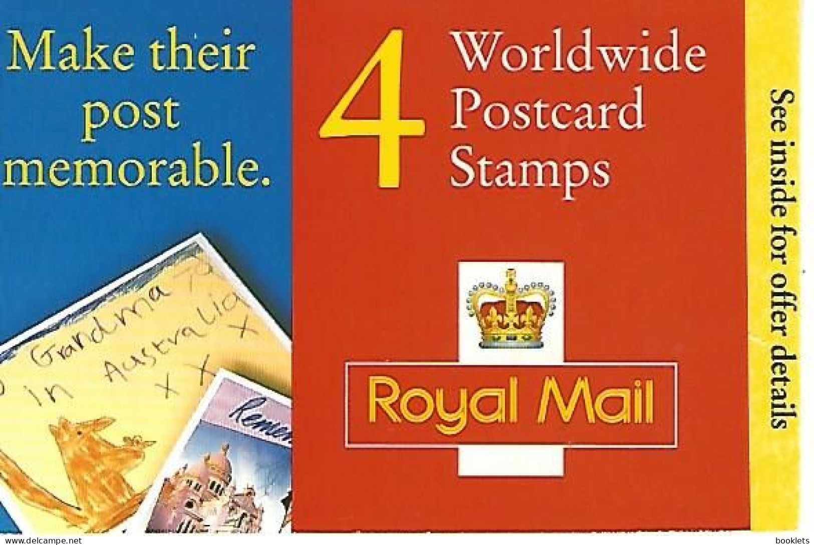 GREAT BRITAIN, WINDOW BOOKLET (RETAIL), 1998, GL4, 4x World Wide Postcards - Carnets