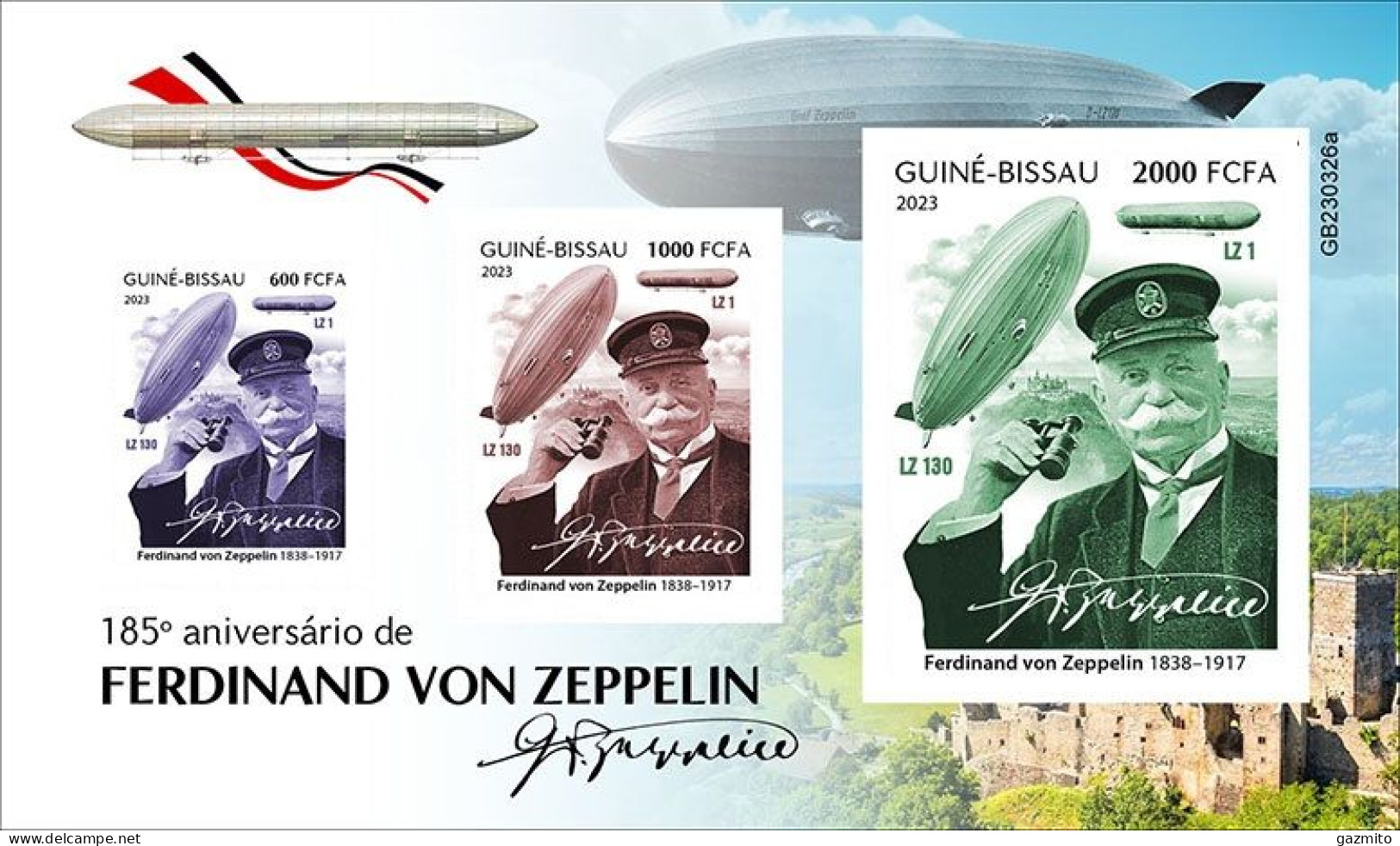 Guinea Bissau 2023, Zeppelin, BF IMPERFORATED - Zeppelines