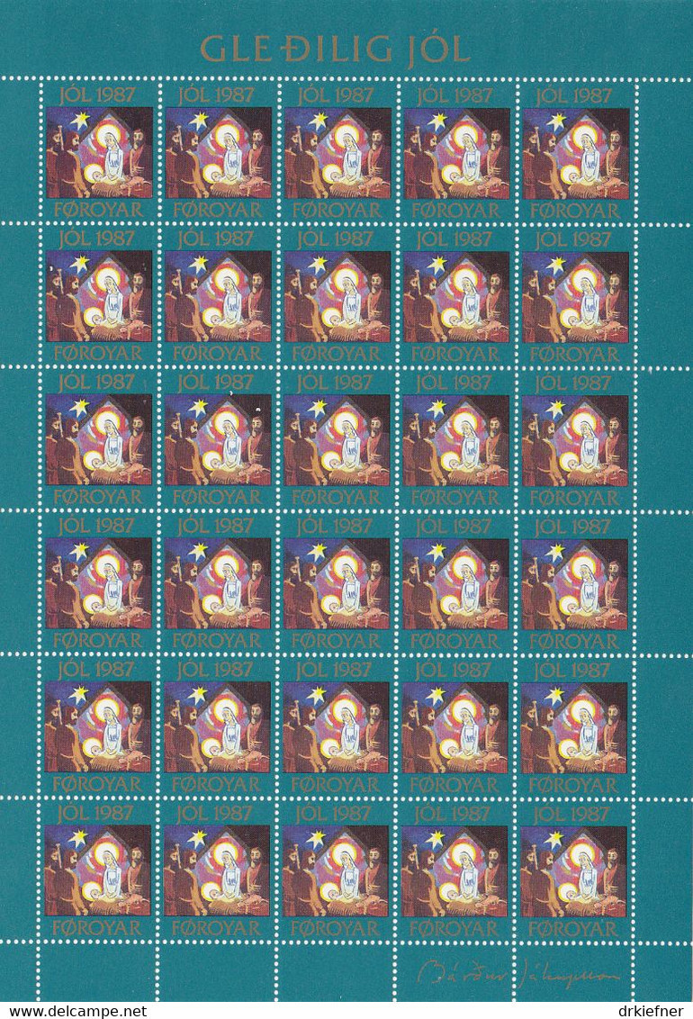 FÄRÖER  1987, JÓL CHRISTMAS KERSTMIS NOEL WEIHNACHTEN, 30 Vignetten, Ungebraucht, MNH **, Heilige Familie - Féroé (Iles)