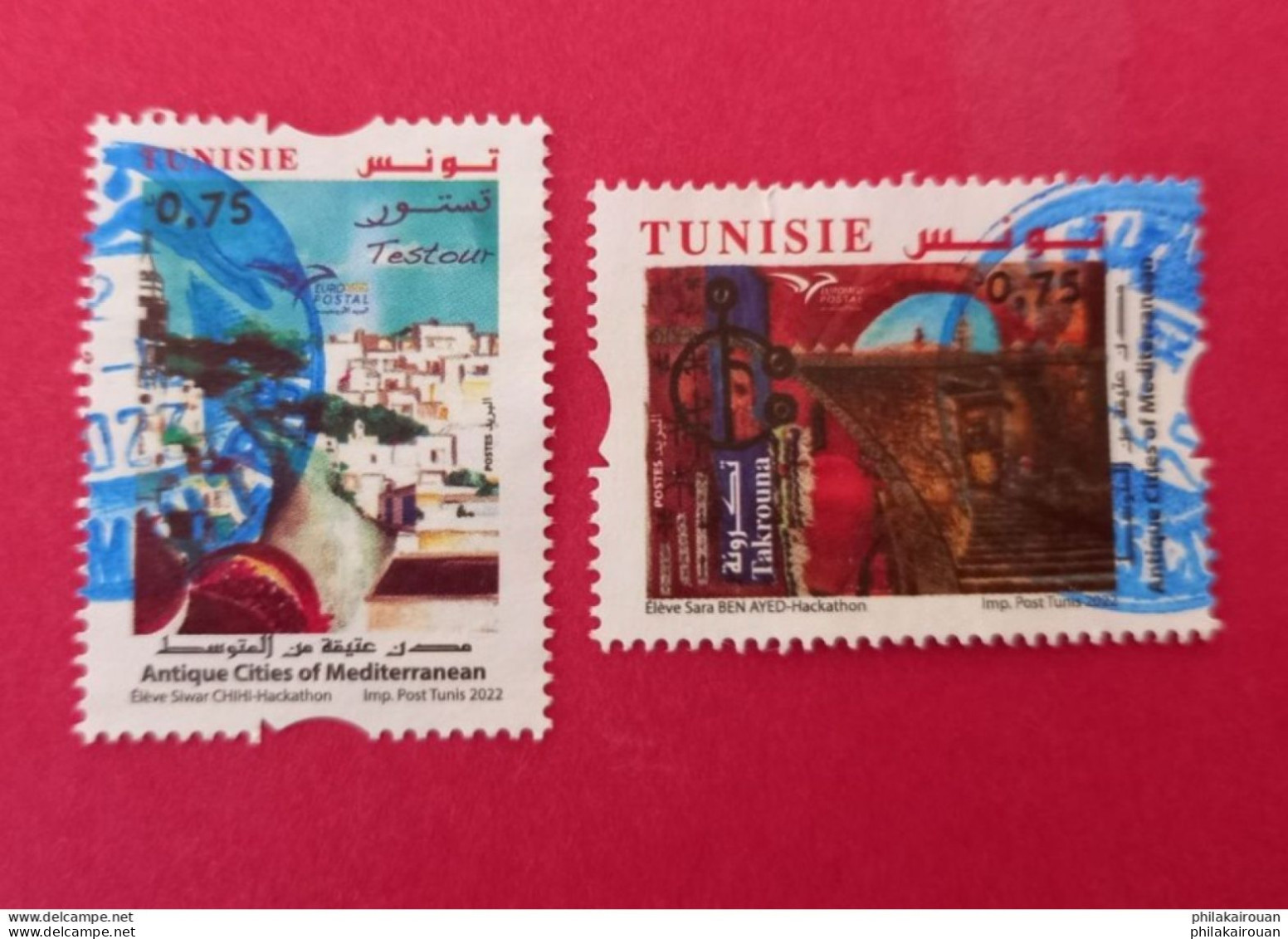 Tunisia - 2022 - Tunisie  . Euromed - Antique Cities Of Mediterranean - Testour And Takrouna - Obli - Tunisia (1956-...)