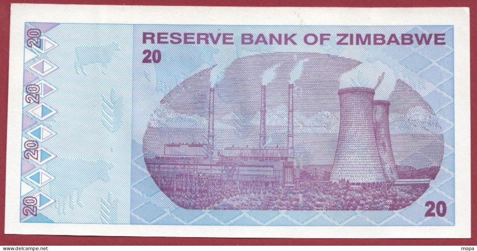 Zimbabwe--20 Dollars  ---2009--UNC---(496) - Zimbabwe