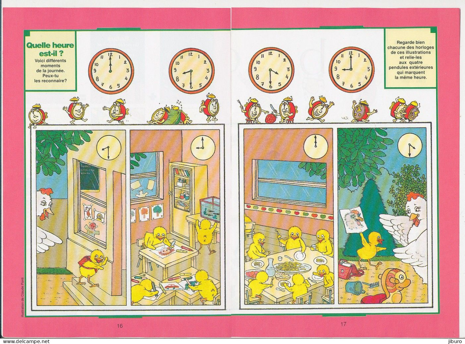 Doc 1988 Humour Cantine école Repas Plat De Frites ? Friterie ? Poule Poussins Coloriage Crayons 252/28 - Zonder Classificatie