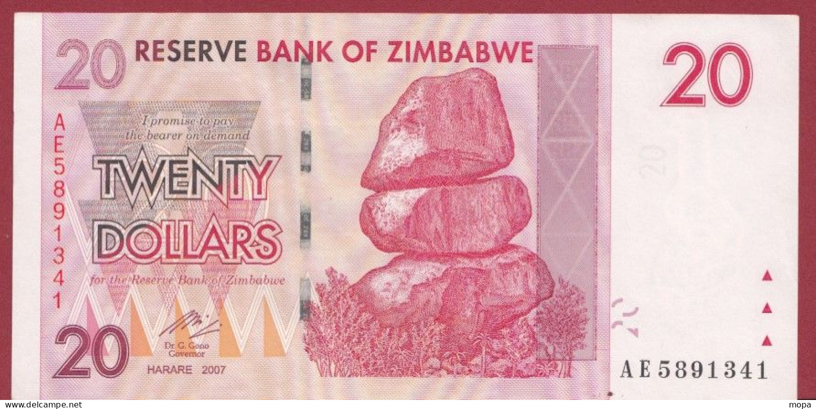 Zimbabwe--20 Dollars  ---2007--UNC---(497) - Zimbabwe