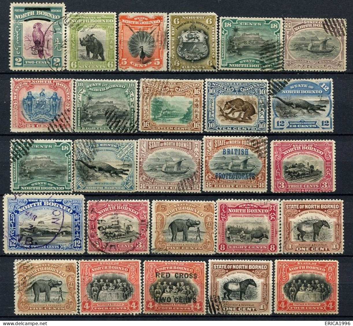 Z3768 NORTH BORNEO Lotto Di 26 Francobolli Usati, Buone/ottime Condizioni - Noord Borneo (...-1963)