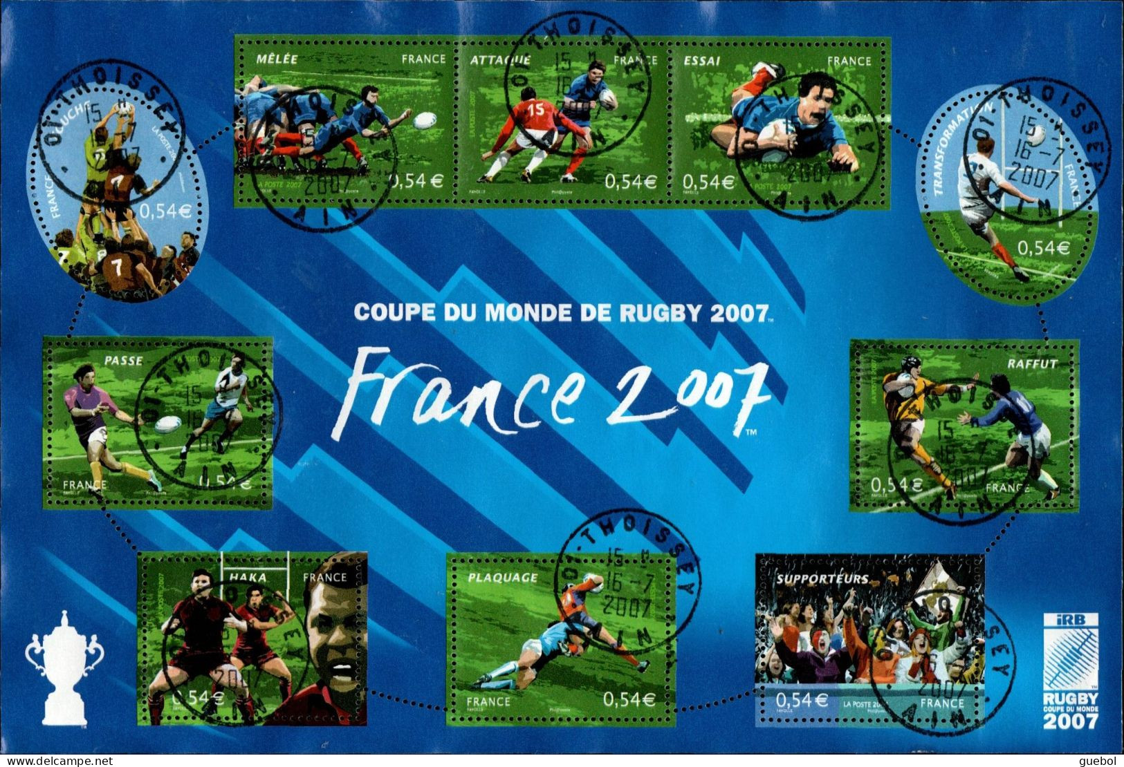 France Oblitération Cachet à Date BF N° 110 (4063 à 4072) - Coupe Du Monde De Rugby - Oblitérés