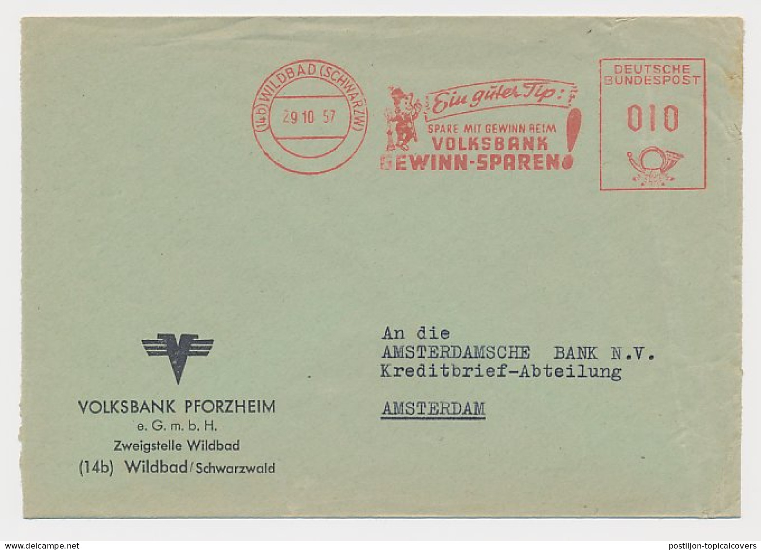 Meter Cover Germany 1957 Saving - Bank - Unclassified